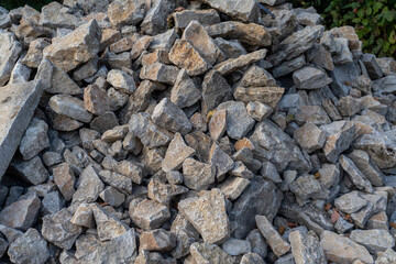 Pile of stone rubble of various gramature