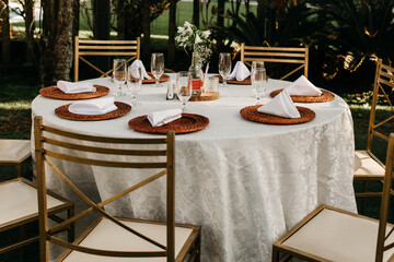 Decoration - Table set in the rustic theme for beach wedding