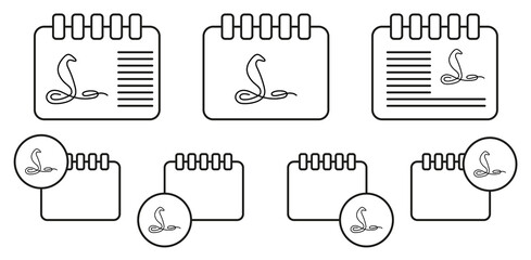 Cobra snake one line vector icon in calender set illustration for ui and ux, website or mobile application