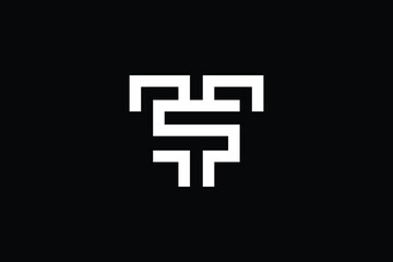 Obraz premium ST logo letter design on luxury background. TS logo monogram initials letter concept. ST icon logo design. TS elegant and Professional letter icon design on black background. S T TS ST