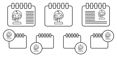Machine robot smart concept line vector icon in calender set illustration for ui and ux, website or mobile application