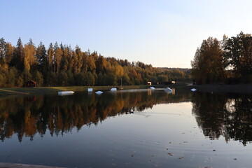 autumn time at lake resort in Belarus