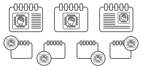 smart machine cheep concept line vector icon in calender set illustration for ui and ux, website or mobile application