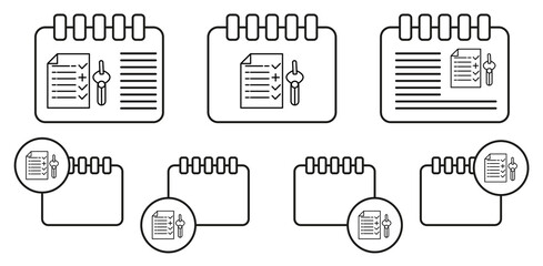 Smart robot artificial intelligence concept line vector icon in calender set illustration for ui and ux, website or mobile application