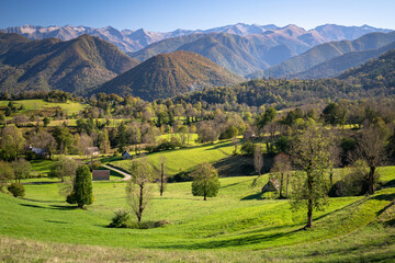 Autumn landscape in French department of Ariege Pyrenees