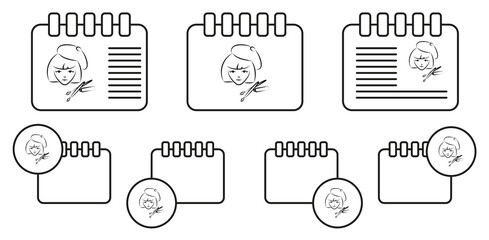 Painter avatar sketch vector icon in calender set illustration for ui and ux, website or mobile application