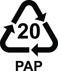 Paper recycling symbol PAP 20. - obrazy, fototapety, plakaty