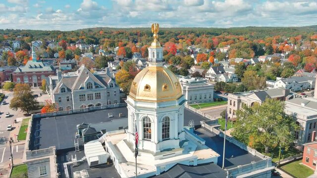 Orbiting Around Dome Of New Hampshire Capitol Building.