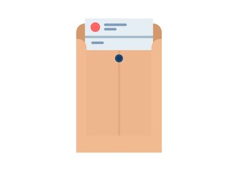 Mail inside brown envelope. Simple flat illustration.