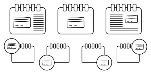 Credit card sketch style vector icon in calender set illustration for ui and ux, website or mobile application
