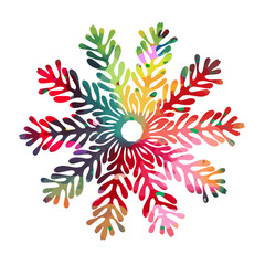 Multi-colored beautiful snowflake object. Vector illustration