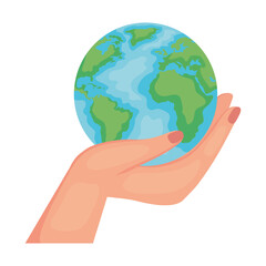 hand lifting earth planet