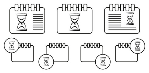 Hourglass sketch style vector icon in calender set illustration for ui and ux, website or mobile application
