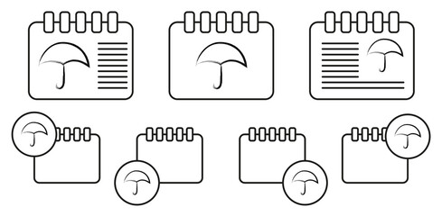 Umbrella sketch style vector icon in calender set illustration for ui and ux, website or mobile application