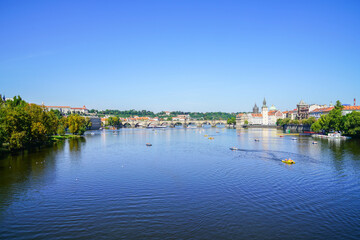 Urban river landscape Prague