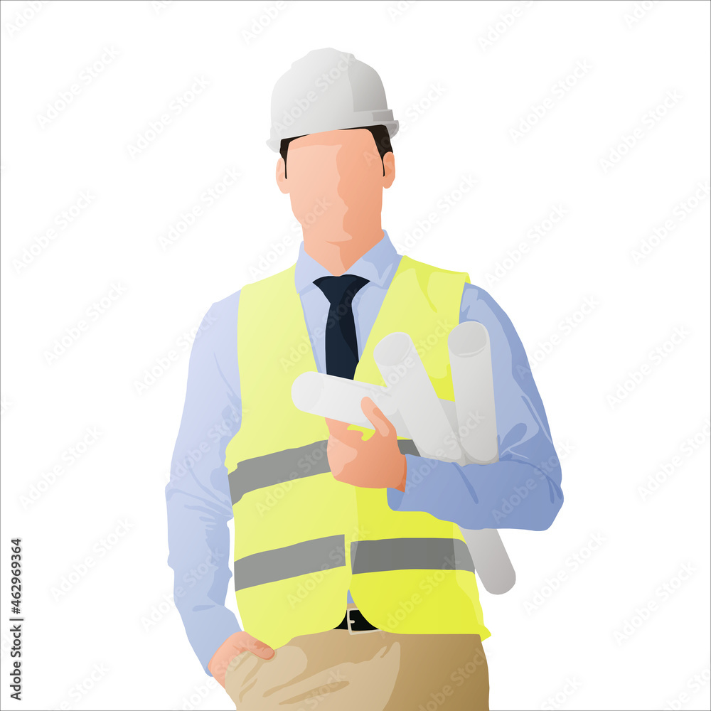 Sticker construction worker. vector flat-style illustration