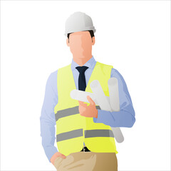Construction worker. Vector flat-style illustration