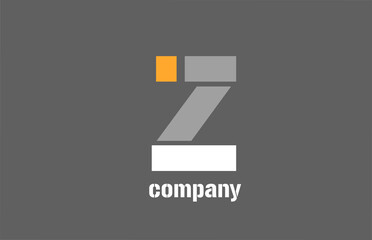 yellow and grey z alphabet logo design icon for business