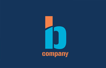 blue and orange logo b alphabet letter design icon for company