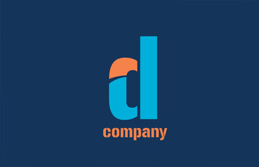 blue and orange logo d alphabet letter design icon for company