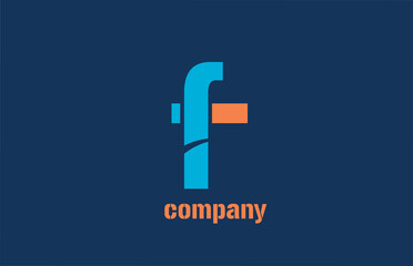 blue and orange logo f alphabet letter design icon for company