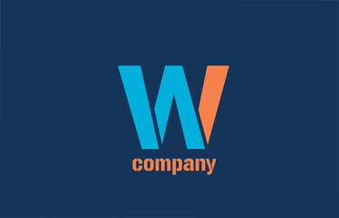 blue and orange logo w alphabet letter design icon for company