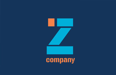blue and orange logo z alphabet letter design icon for company
