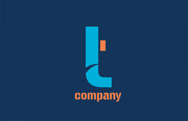 blue and orange logo t alphabet letter design icon for company