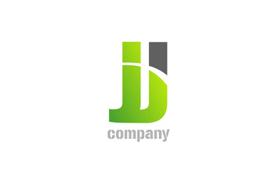 blue green white logo j alphabet letter design icon for company