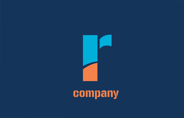 blue and orange logo r alphabet letter design icon for company