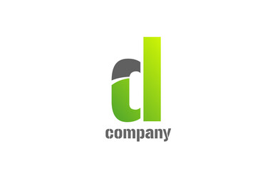 blue green white logo d alphabet letter design icon for company