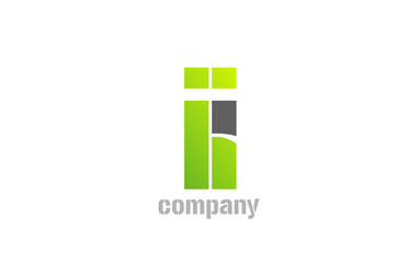 blue green white logo i alphabet letter design icon for company