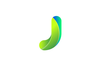 green gradient logo j alphabet letter design icon for company