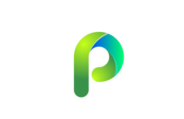 green gradient logo p alphabet letter design icon for company