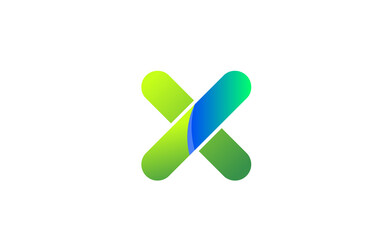 green gradient logo x alphabet letter design icon for company