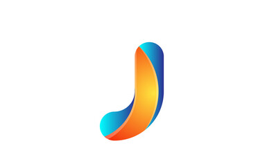 orange blue gradient logo j alphabet letter design icon for company