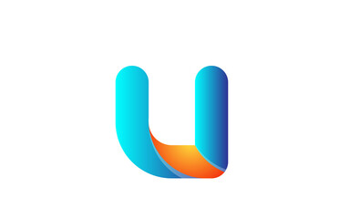 orange blue gradient logo u alphabet letter design icon for company