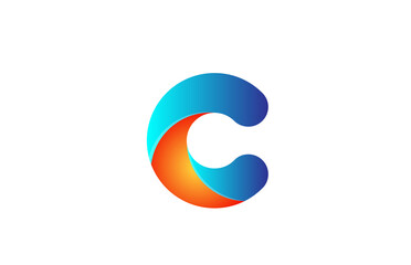 orange blue gradient logo c alphabet letter design icon for company