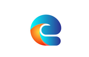orange blue gradient logo e alphabet letter design icon for company