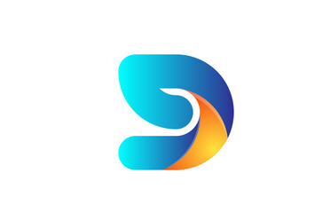 orange blue gradient logo d alphabet letter design icon for company