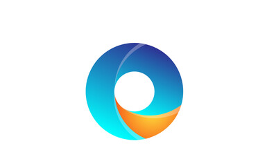 orange blue gradient logo o alphabet letter design icon for company