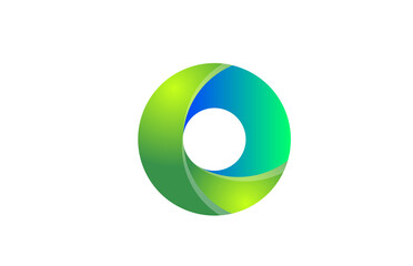 green gradient logo o alphabet letter design icon for company