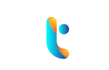 orange blue gradient logo t alphabet letter design icon for company