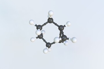 Molecule of norcarane, isolated molecular model. 3D rendering