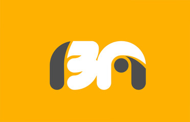 yellow grey combination logo letter BN B N alphabet design icon