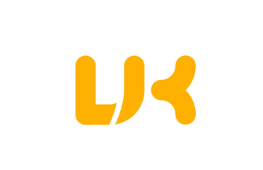 yellow white combination logo letter VK V K alphabet design icon