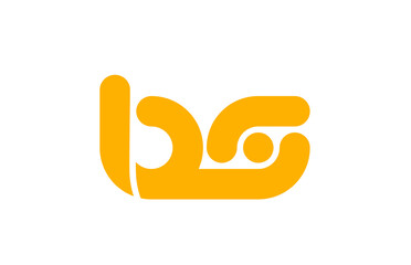 yellow white combination logo letter BS B S alphabet design icon