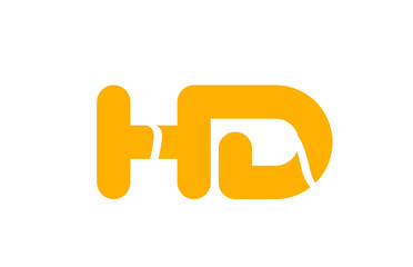 yellow white combination logo letter HD H D alphabet design icon