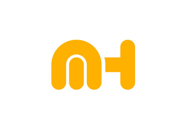 yellow white combination logo letter MH M H alphabet design icon