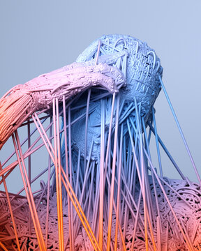 Gradient bust of resilient human made of fiber